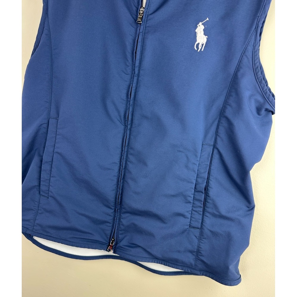 Polo Golf Ralph Lauren Men's Large Vest Blue White Full Zip Y2K Golf Windbreaker - Picture 6 of 16